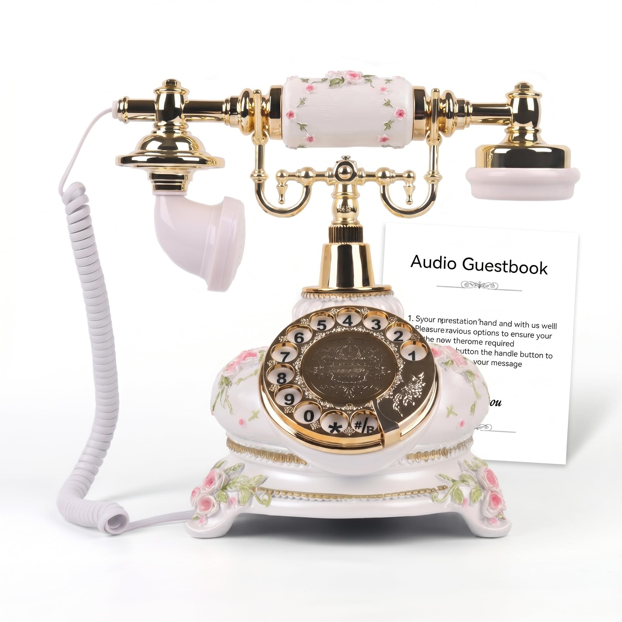 Audio Gästebuch Hochzeit Telefon, Audio Gästebuch Telefonrekorder, Hinterlassen Sie eine Nachricht nach dem Ton Gästetelefon, für Hochzeiten, Partys, Geburtstage, Abschlussfeiern (Blume gestreift)