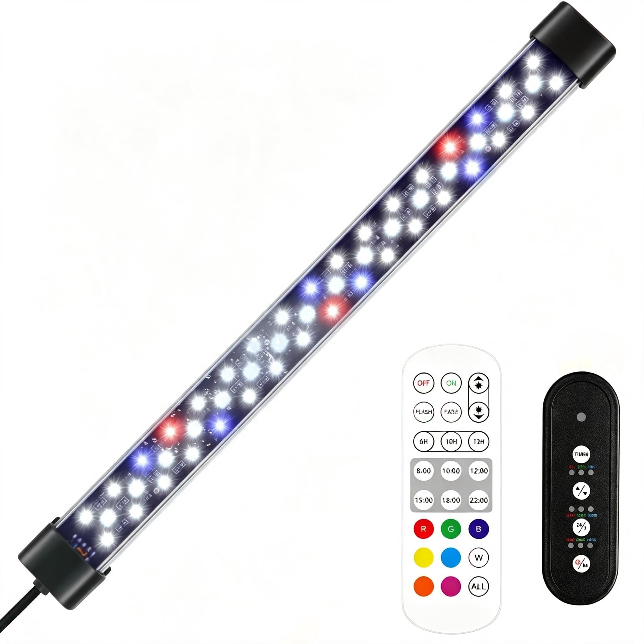 Submersible Aquarium LED Light,Full Spectrum 24/7 Mode Fish Tank Light with 9 Colors,18W Adjustable Timer Brightness Aquarium Lighting for 71-105cm Planted and Freshwater Aquariums