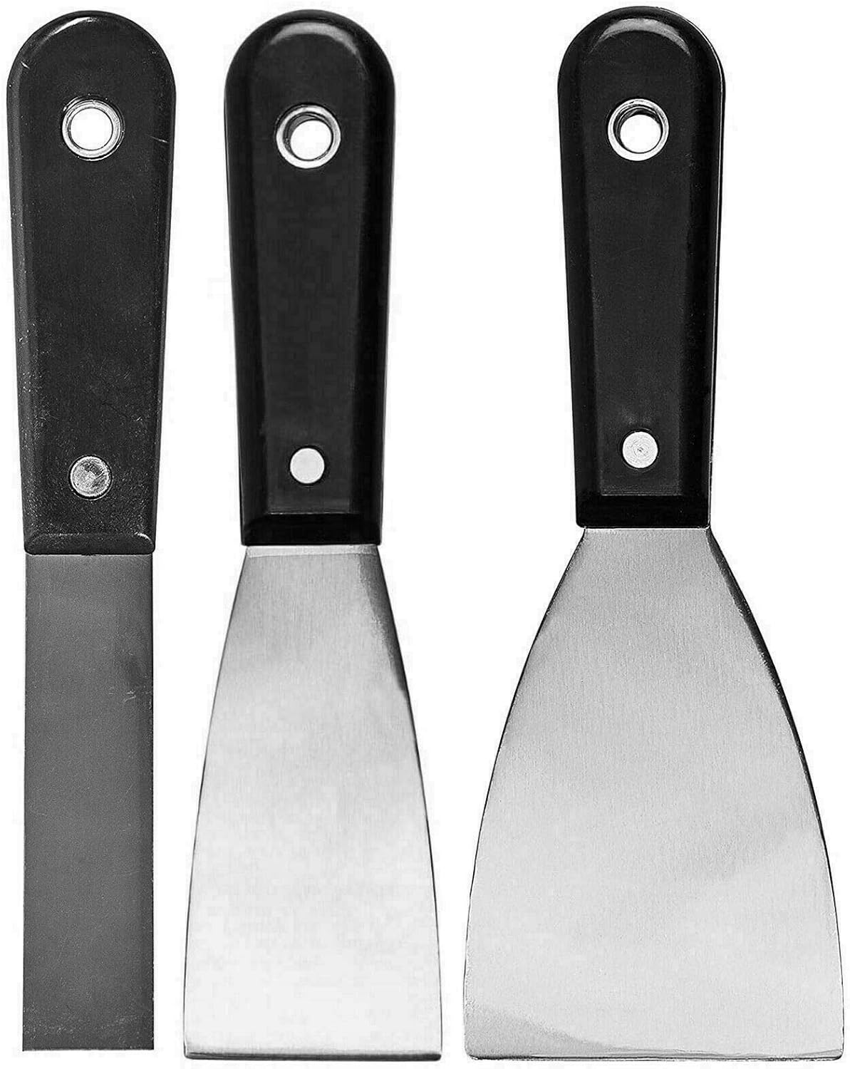 3 Piece Wallpaper Scraper Tool Set, Paint Scrapers with Plastic Handle and Metal Blade Scraper