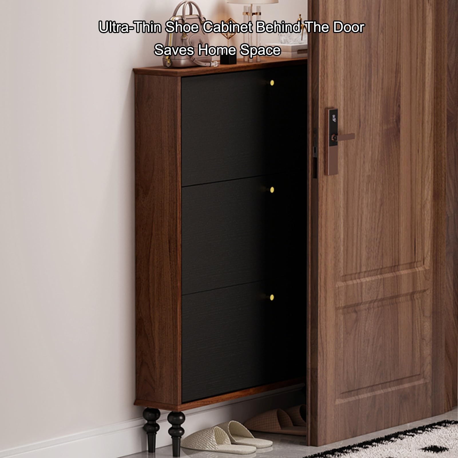 Mueble Zapatero Armario Zapatero Zapatero De Entrada Recibidor Zapatero 3 Puertas Ahorro De Espacio Mueble Zapatero Estrecho Para Entrada Pasillo Dormitorio (120 x 100 x 18 cm)