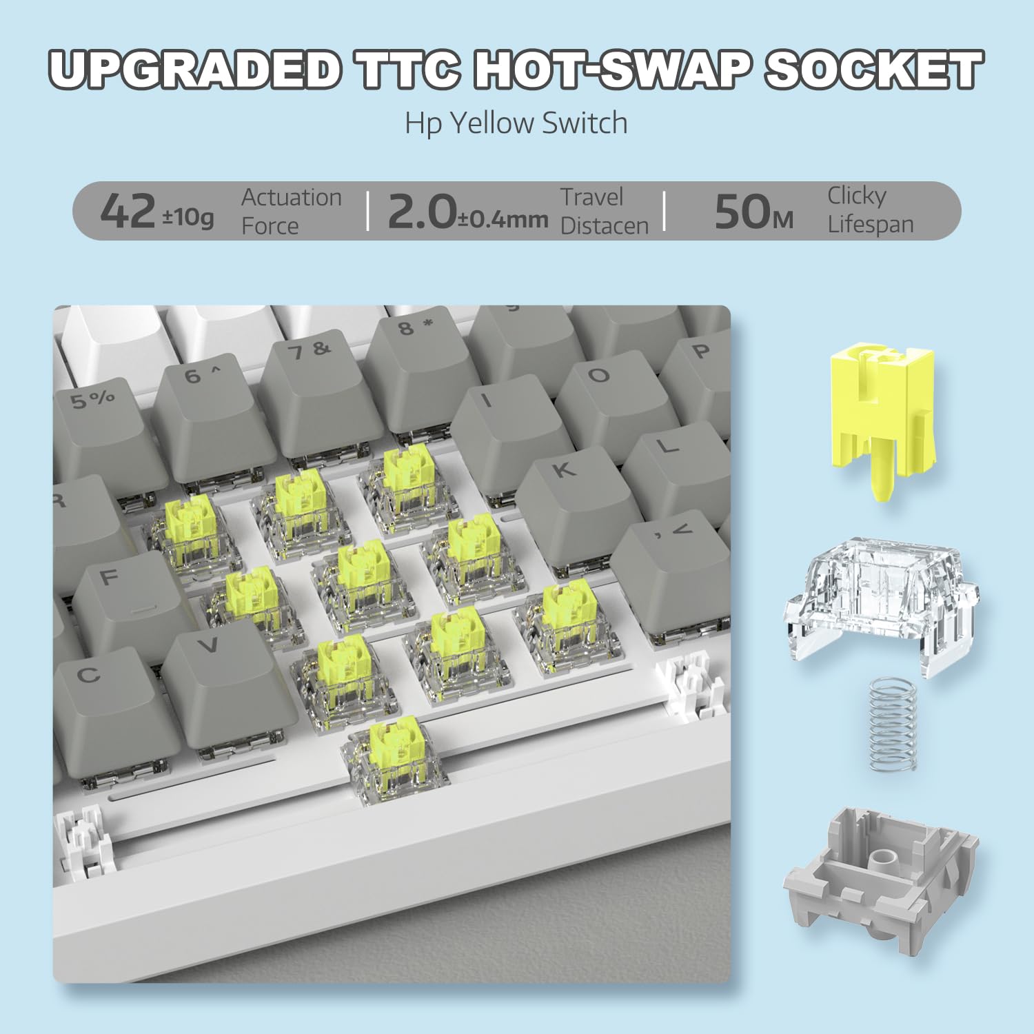 ATTACK SHARK Tastiera meccanica sostituibile a caldo, 75% TKL LED retroilluminato tastiera da gioco con pulsante girevole, schiuma poron, pad in silicio, guarnizione, NKRO, tasti PBT per