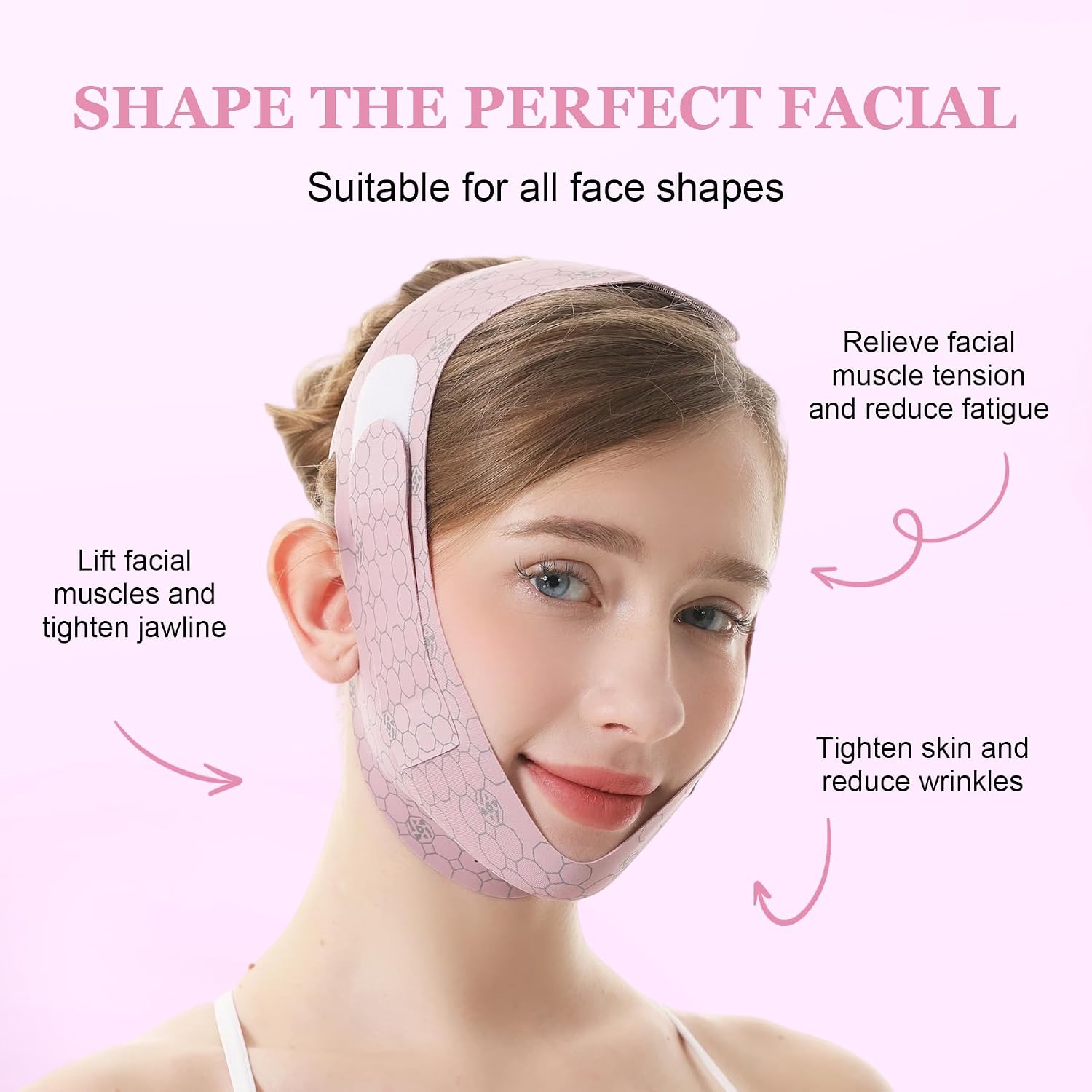 Face Strap, Breathable Face VShaped Line Bandage, Double Chin Skin Face Chin Lift Up (Graphene Design)