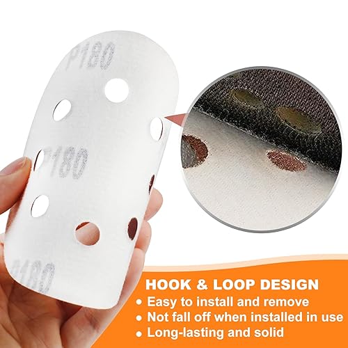 Miniatura 5 de 150 PCS Discos de Lijado de 5 Pulgadas, Almohadillas Premium para Lijadora Orbital en 9 Granos Diferentes - 40 80 120 180 240 320 400 600 800 Grano