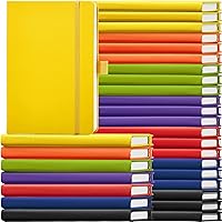 Laumoi 28 Pack A5 Hardcover Lined Notebooks - PU Leather College Ruled Journals with Pen Holder, 160 Pages, Mixed Colors for School Office Travel
