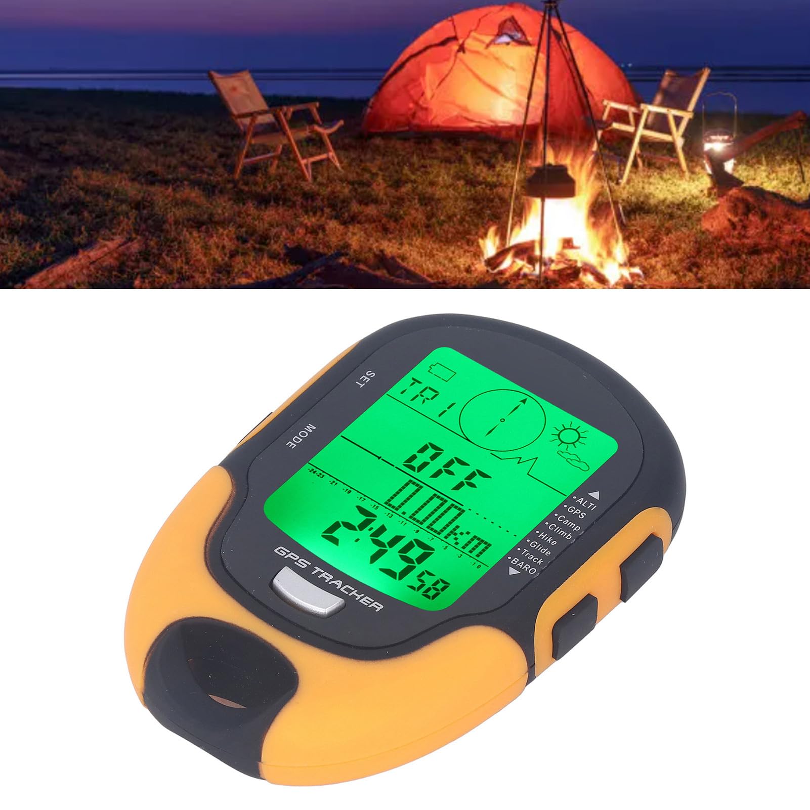 Baromètre GPS, altimètre Boussole Multifonctionnel étanche IPX4, thermomètre météo, testeur de Pression barométrique avec Lampe de Poche LED, Enregistrement