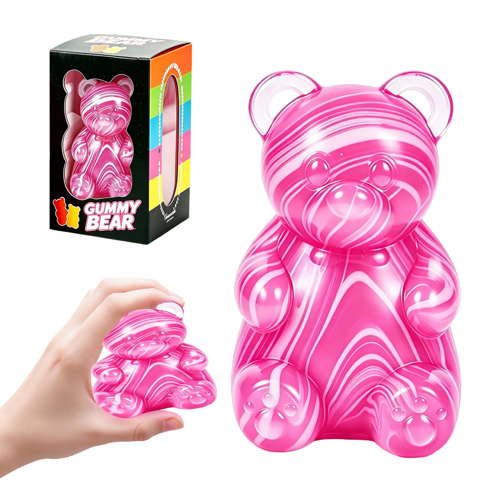 Viilich Gummy Bear Squishy Fidget Toy, Soft TPR Stress Relief Squeeze Toy, Portable Sensory Anxiety Relief Toy for Kids Adults, Cute Candy Bear Squeeze Ball Gift — image 1