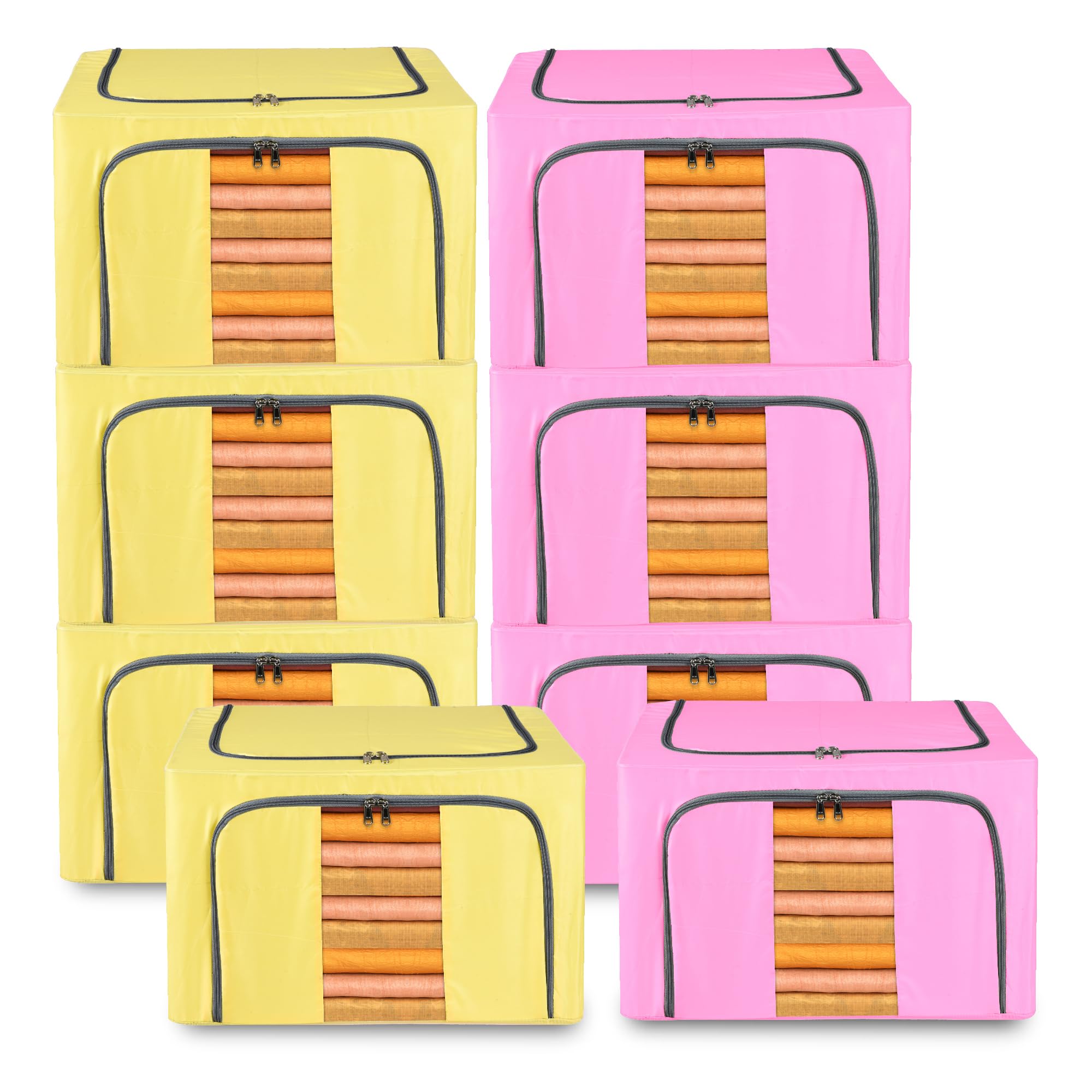 See full amazon price history chart for Kuber Industries Pack of 8 Clothes Storage Box | 24 Liter Waterproof Storage Box for Blankets | Underbed Storage Bag | Foldable Parachute Steel Frame Wardrobe Organizer | Yellow & Pink Kuber Industries Pack of 8 Clothes Storage Box | 24 Liter Waterproof Storage Box for Blankets | Underbed Storage Bag | Foldable Parachute Steel Frame Wardrobe Organizer | Yellow & Pink (B0D3F2YLRC) Amazon Price History, Amazon Price Tracker