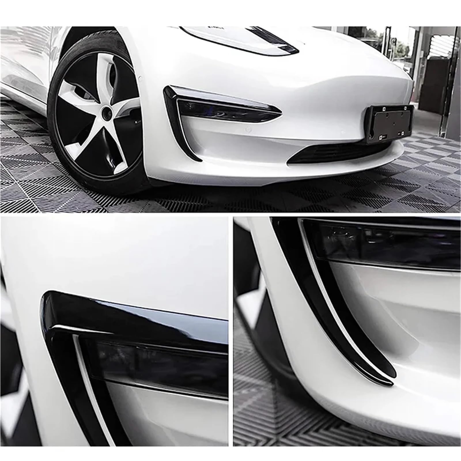Spoiler dachowy Do Tesla Model 3 Model Y 2017-2023 Przedni Zderzak Przeciwmgielne Światło Nóż Wiatrowy Spoiler 1 Para CarLamp Trim Cover Light Eyebrow tylny spojler(Model Y Glossy Black)
