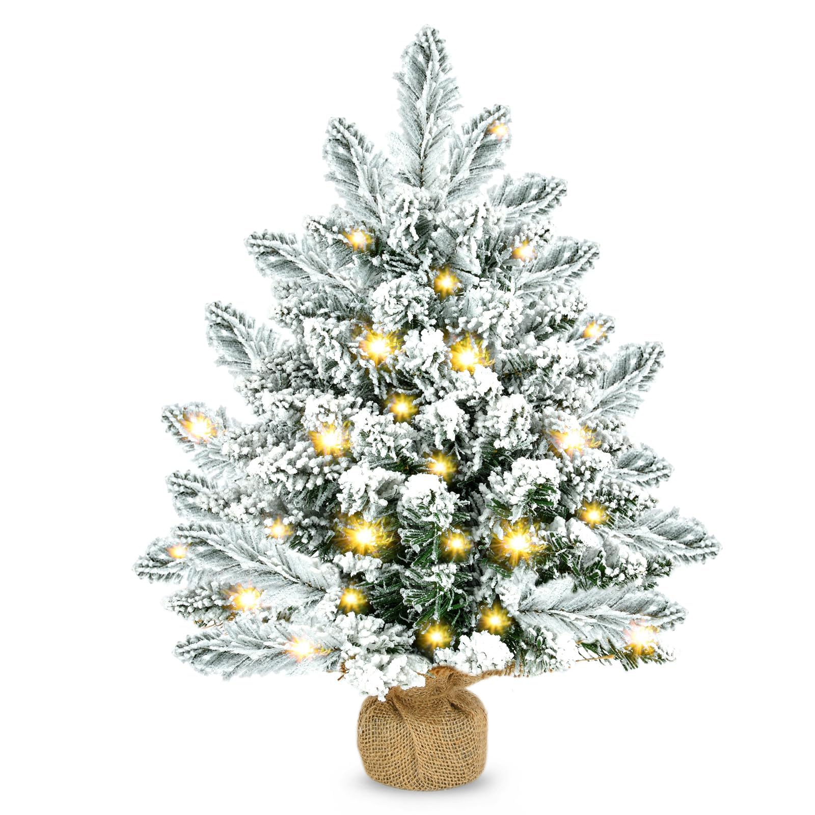 Arbol De Navidad, Mini Árbol De Navidad Artificial De 20.0 In con Luces Led, Árbol De Navidad con Base De Arpillera, Árbol De Navidad De Escritorio para Decoración Navideña En Casa, Oficina
