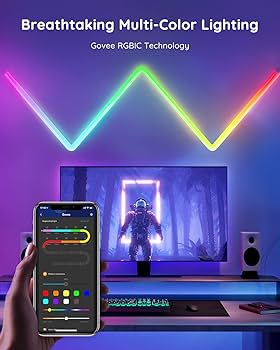 Govee RGBIC led ウォールライト H6062 ゲーミングライト5個 Govee Glide RGBIC 36-Watt Equivalent Smart Integrated LED