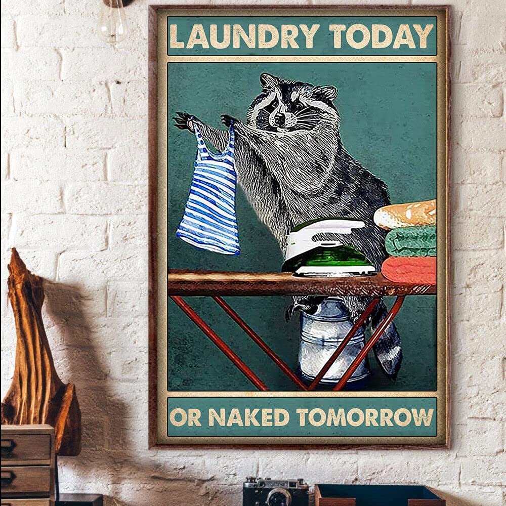 peiyeety Metal Tin Sign Wall Decor Laundry Today Quote Distressed Rustic Plaque For Home Living Room Bedroom Office Patio Garage Bar She Shed, 8×12 INCH