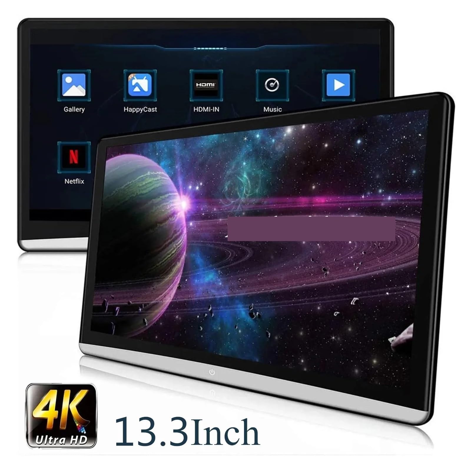 Lettore Dvd per Auto Monitor Poggiatesta for Auto da 13,3 Pollici 4K Tablet PC HD 1080P WiFi/Bluetooth/HDMI/FM/Mirror Link/Miracas App Lettore Video(2PC Monitor)