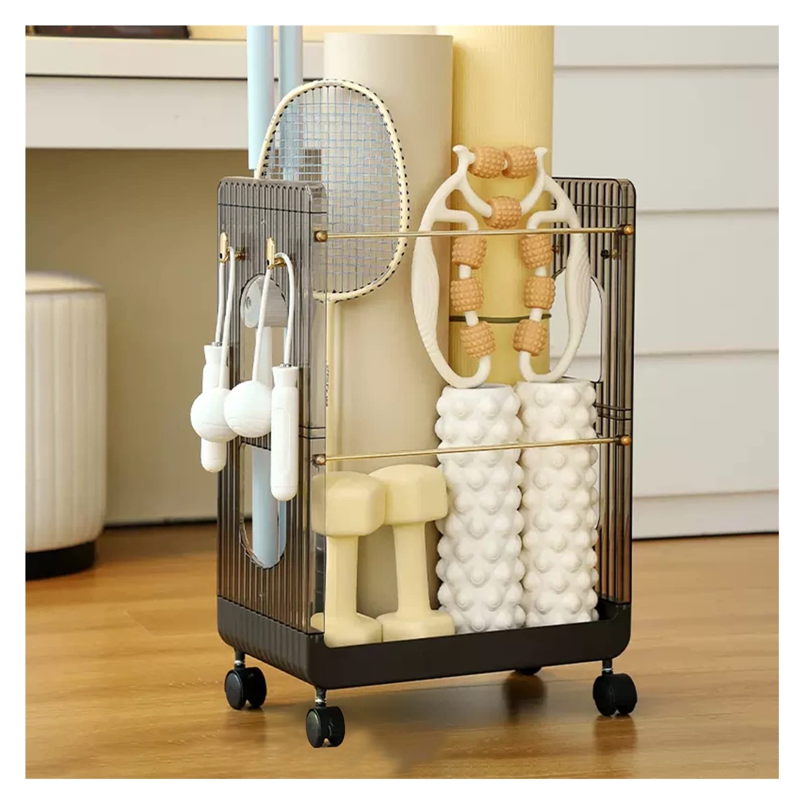 Amazon.com: LZMZMQ Portable Yoga Mat Storage Basket with Wheels