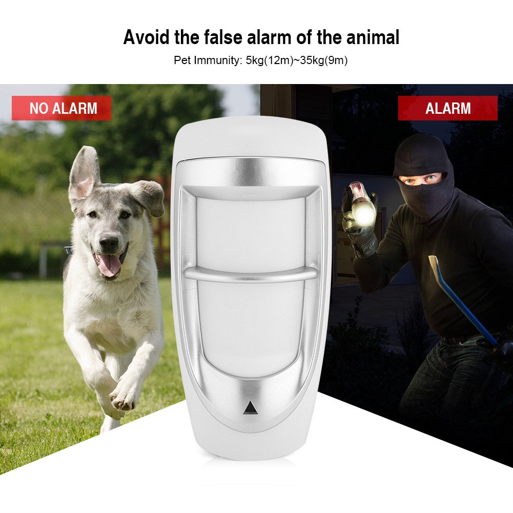 KIMISS Detector de Movimiento cableado para Exterior, Resistente al Agua, con Doble Sensor PIR e inmunidad a Mascotas, Ideal para Seguridad del hogar, Detector PIR de Alta sensibilidad