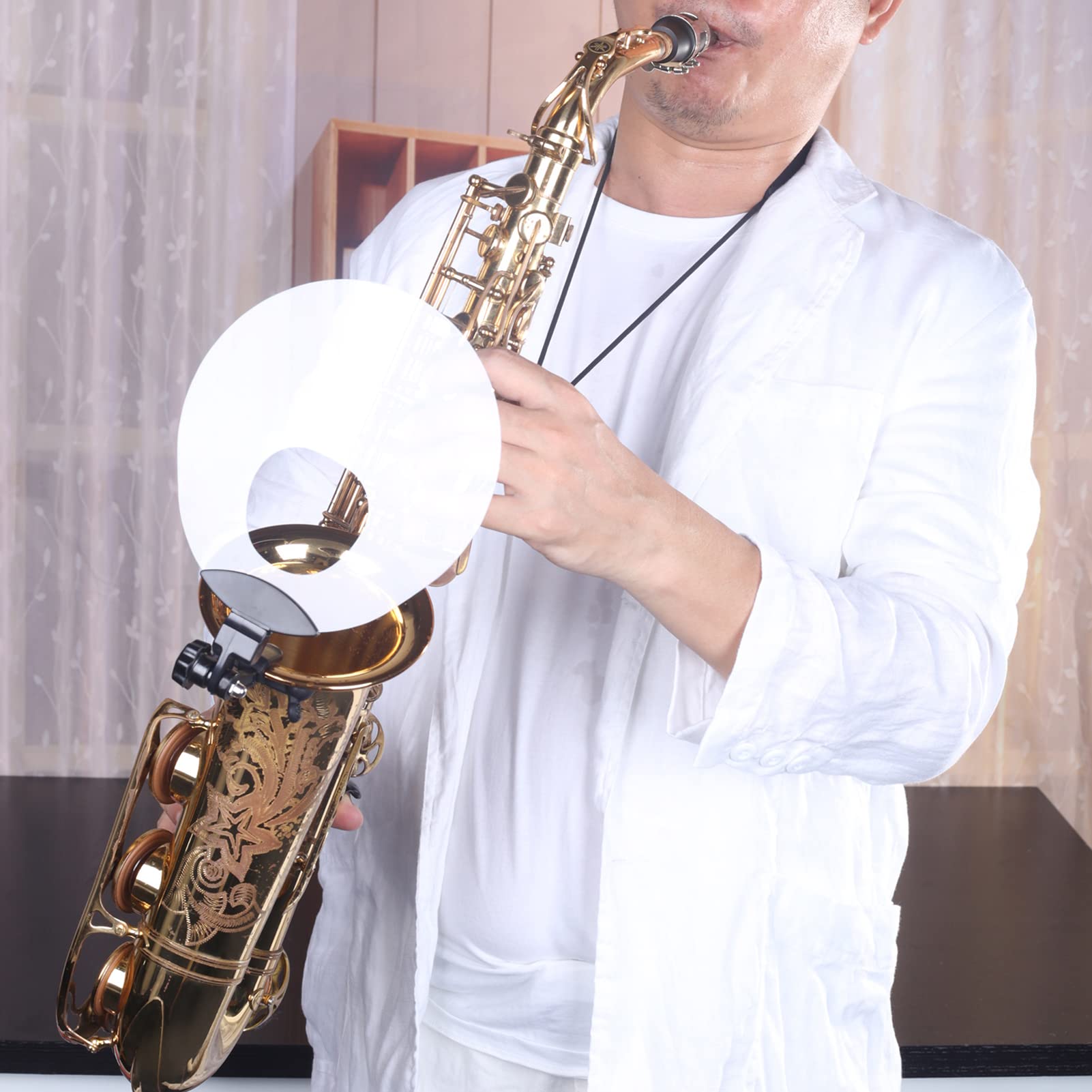 Jeffergarden Déflecteur de Saxophone en Plastique, Angle Réglable, Protection du Pavillon pour une Pratique Plus Silencieuse à la Maison ou en concert