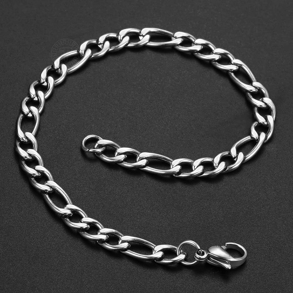 Trendsmax 5mm Figaro Link Chain Bracelet Gold Plated Stainless Steel Figaro Bracelet for Men Women 8/9inch - Image 4