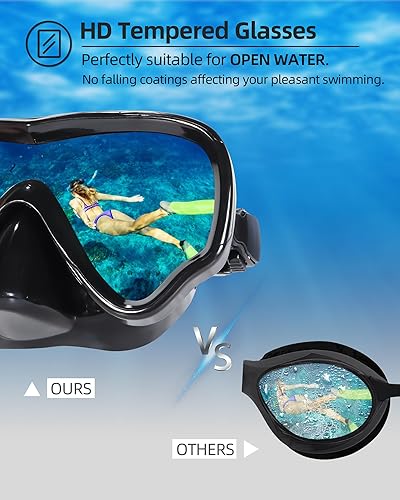 Miniatura 4 de EverSport Gafas de natación para adultos con cubierta para la nariz, máscara de buceo transparente antivaho amplia visión sin borrosidad para
