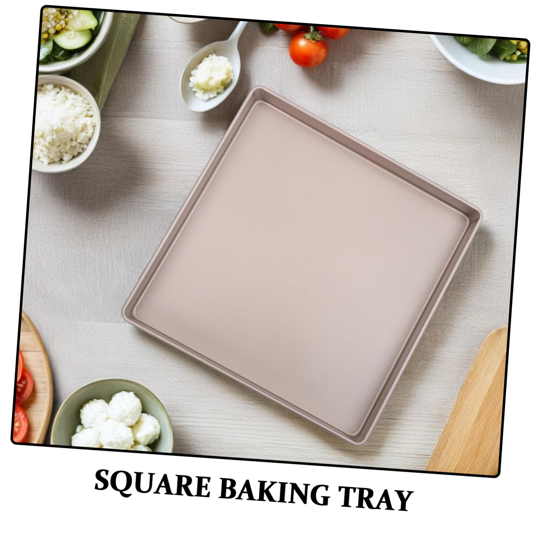 Mikinona Teglia Quadrata in Acciaio al Carbonio Teglia da Forno Antiaderente Dorata Resistente Alte Temperature per Dolci Pizza e Lasagne per Feste e Uso Professionale