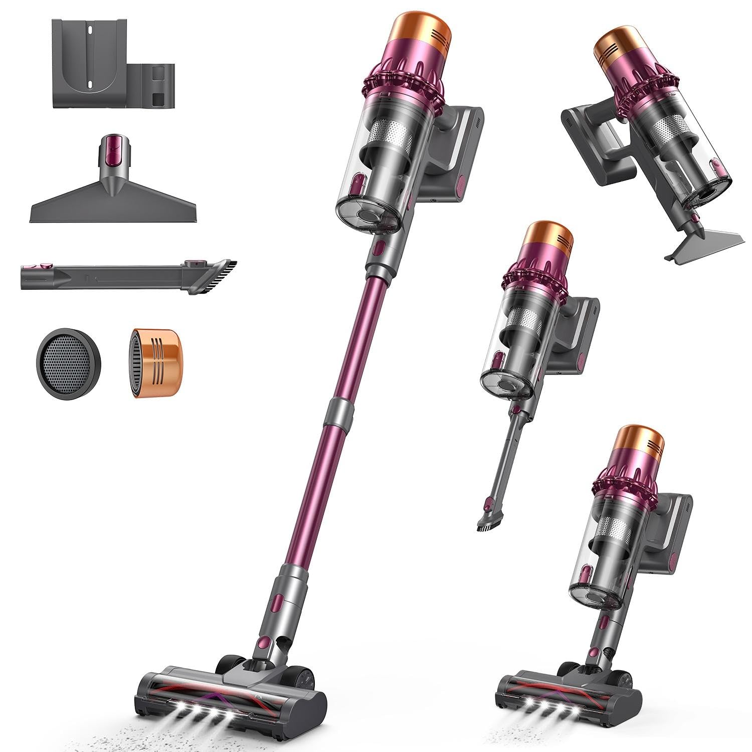 QIUTAN Cordless Stick Vacuum Cleaner, 600W 50KPA 65Mins Vacuum Cleaners for Home