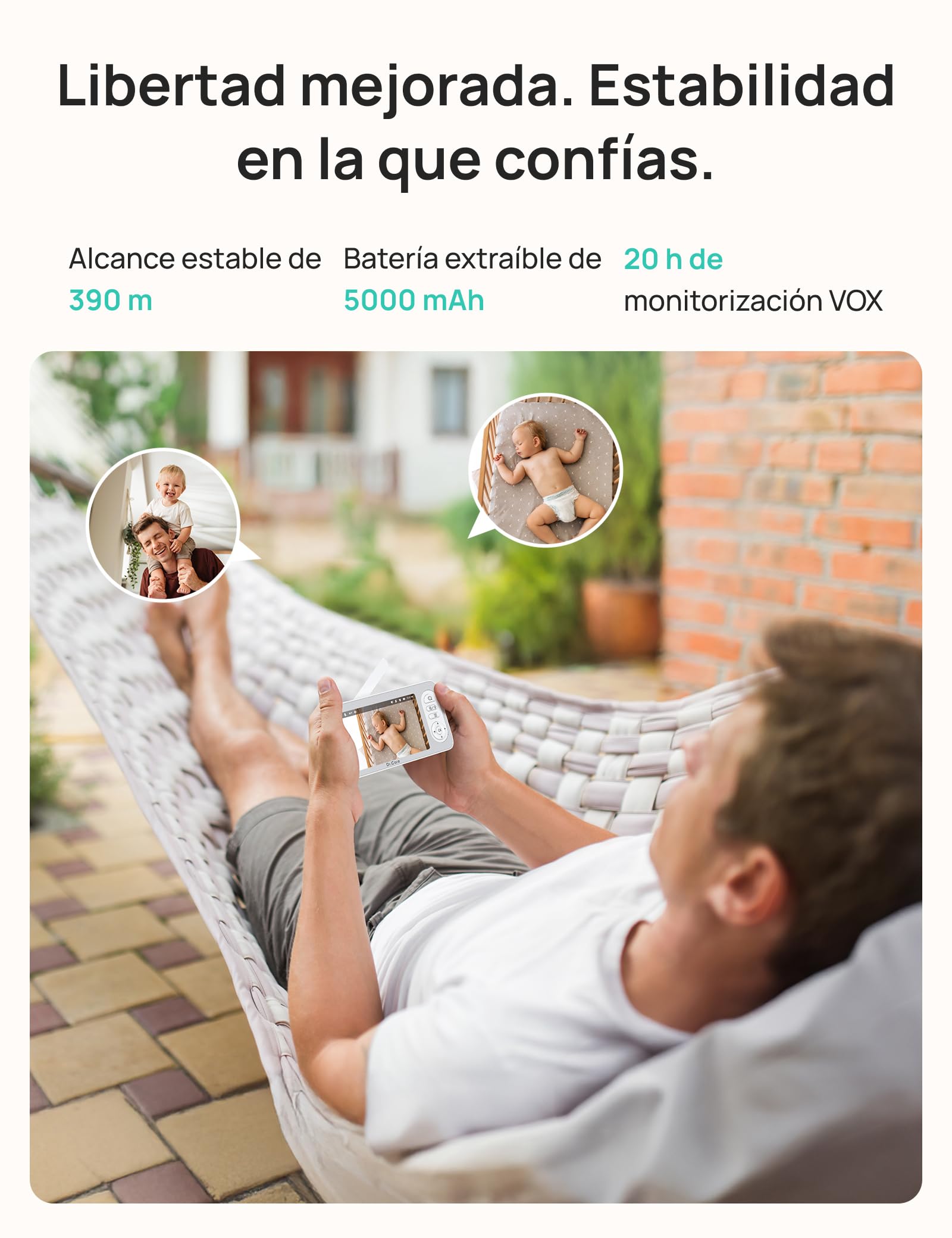 Dr.Care LumiView Plus Monitor Bebé WiFi con 2 Cámaras – Pantalla 5.5", Cámara 2K, Modo Privacidad, Batería 5000mAh, Luz RGB, Alertas Llanto y Movimiento, Visión Nocturna HD