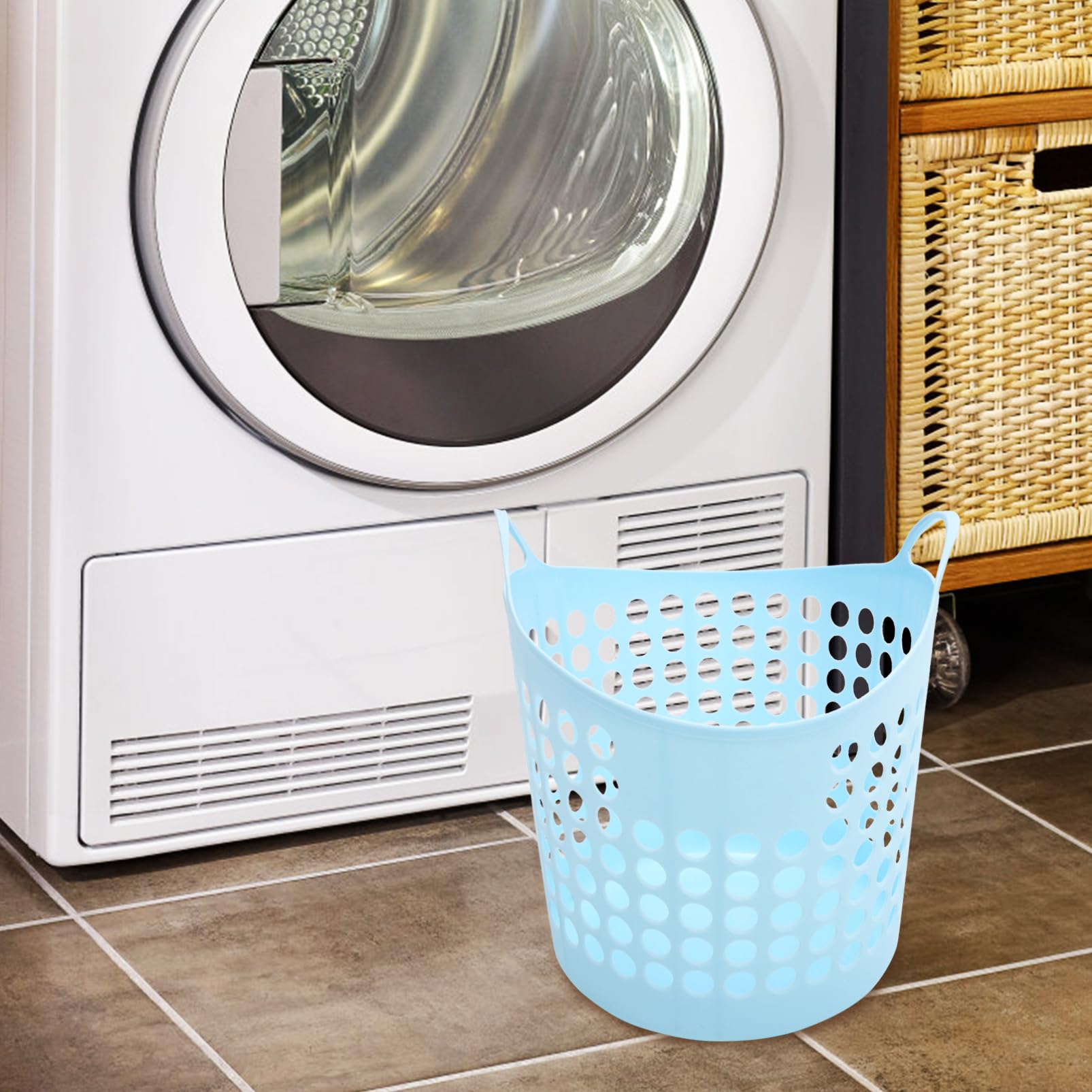 Alipis Cesto Porta Biancheria in Plastica 30l Resistente alla Pressione con Manici, Adatto per Calzini e Peluche, per Bagno e Soggiorno