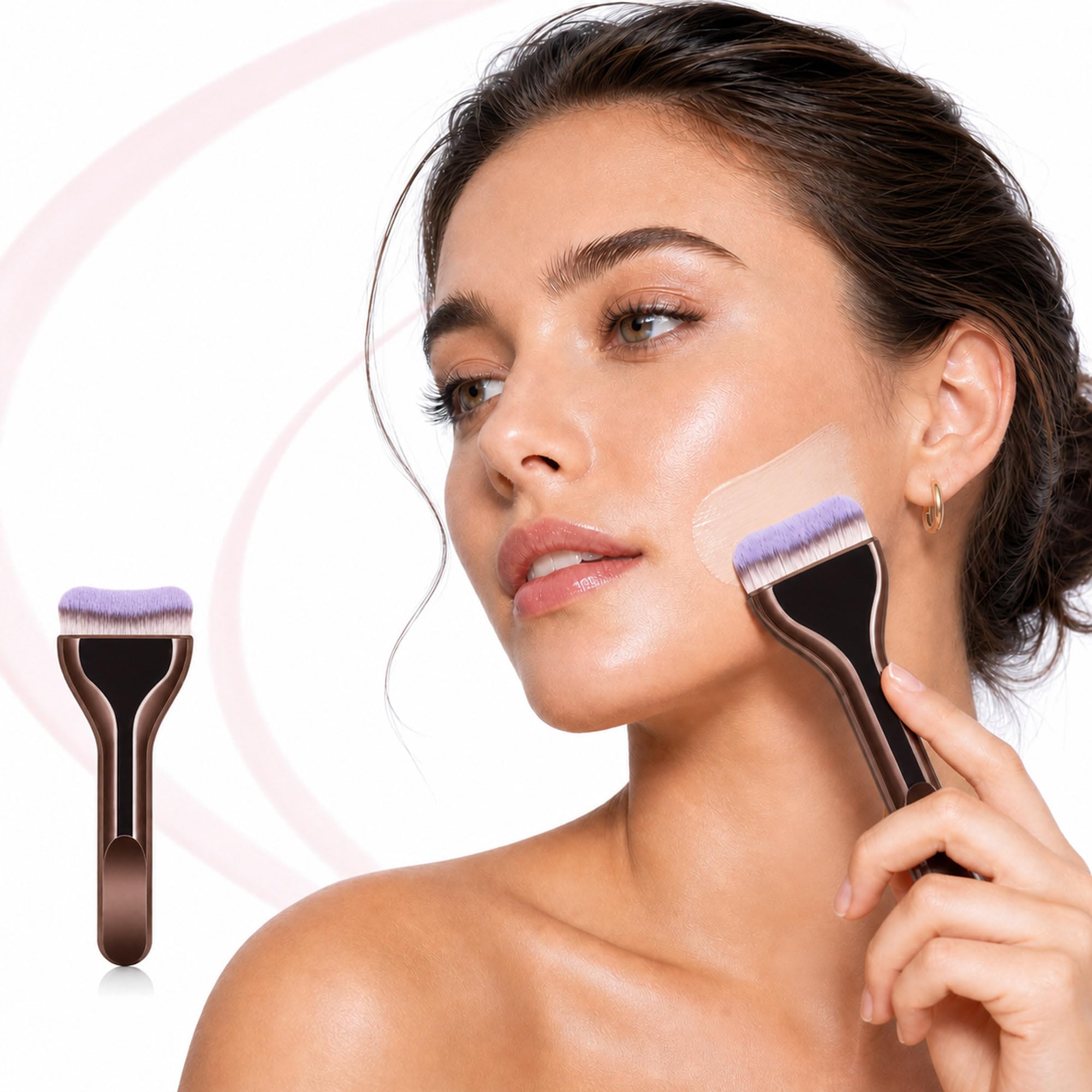 Brocha Facial Marrón con Cerdas Suaves para Base y Mascarillas Spa - imagen 3