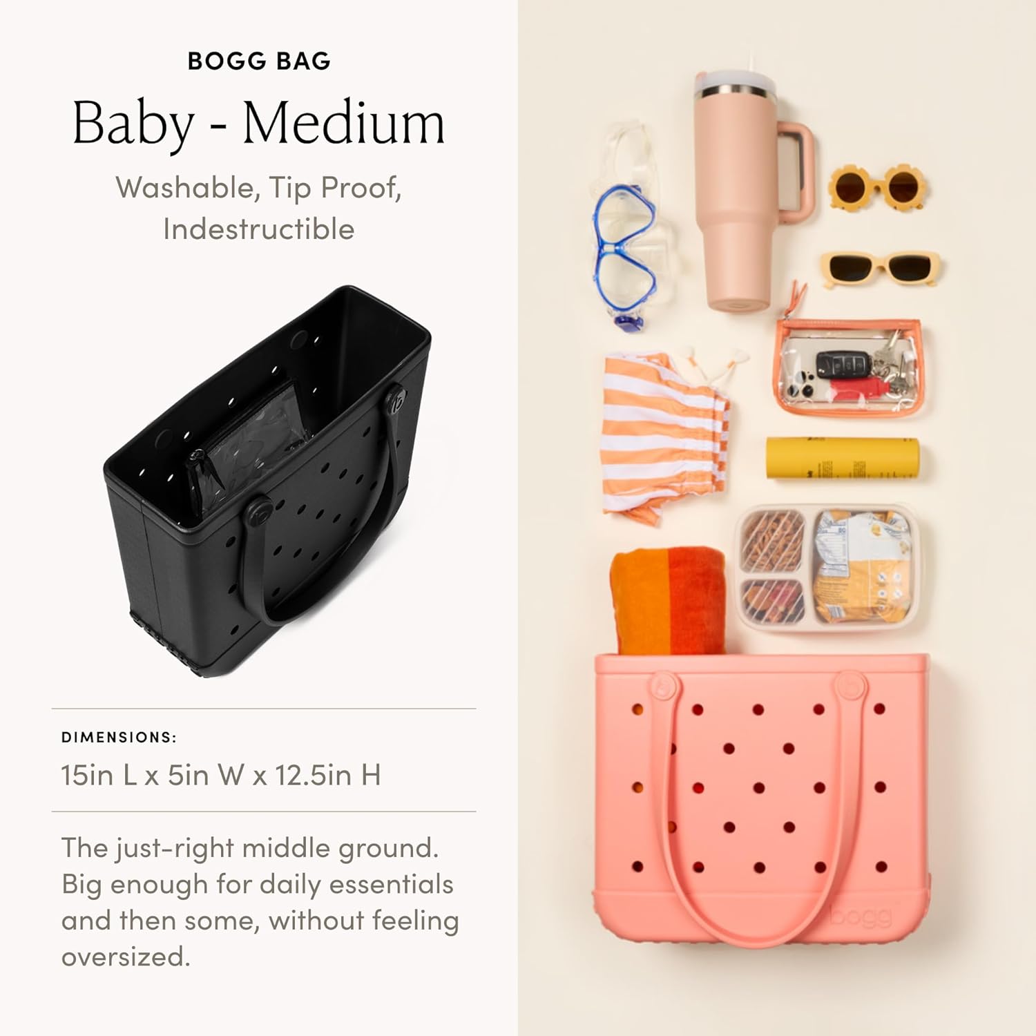 BOGG BAG Baby Medium Tote – 15” x 12.5” x 5” – Durable, Washable, Tip-proof – Beach, Pool, Boat, Work, Sports - Image 4