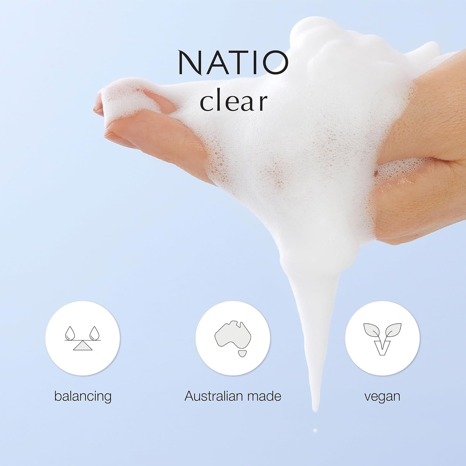 Natio Australia Clear Oil Control Foam Cleanser, 5 oz - Acne Face Wash - Face Cleanser with Tea Tree, Witch Hazel - For Oily, Acne Prone Skin - Image 4
