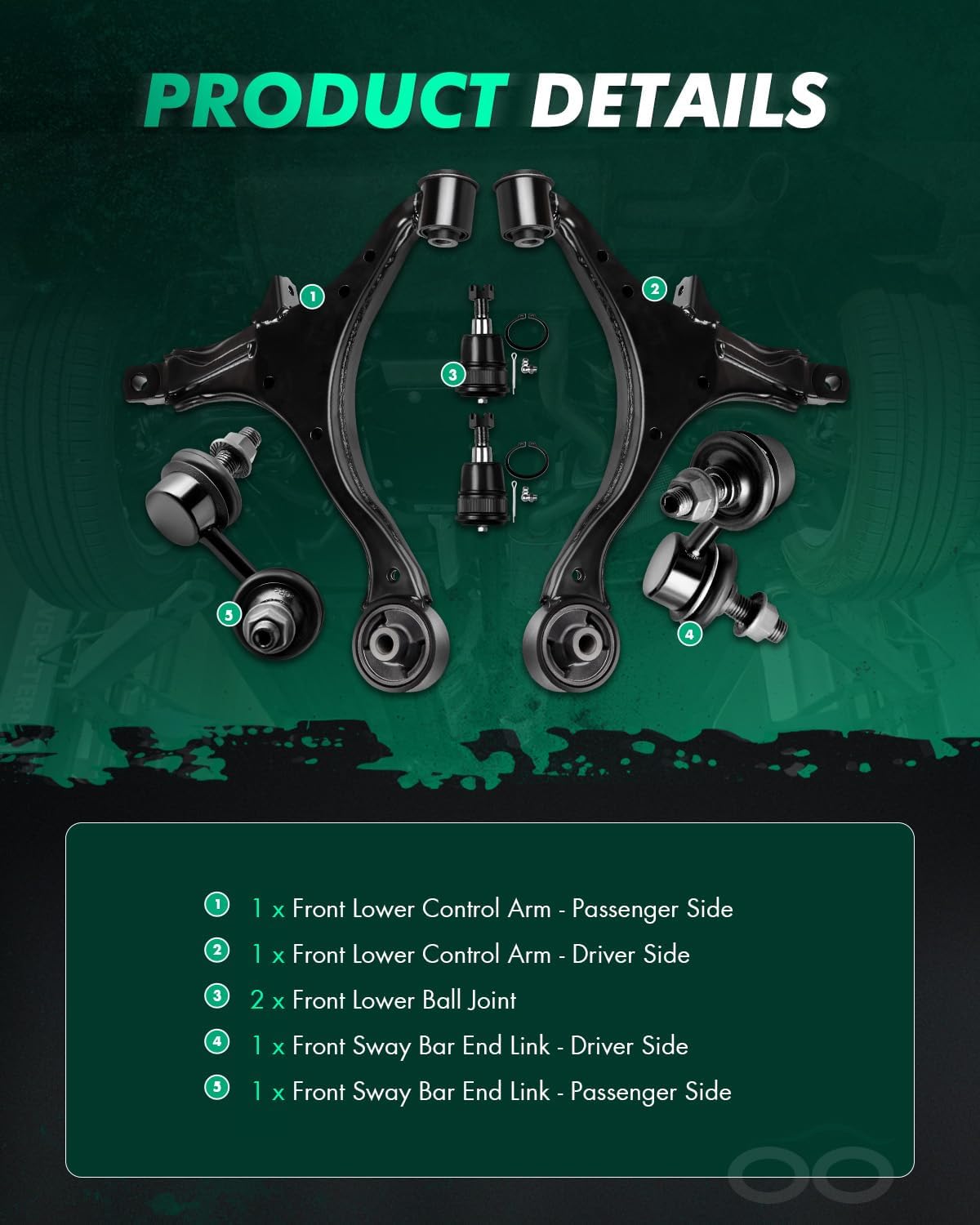 SCITOO 6pcs Front Suspension Kit Lower Control Arm Ball Joints Sway Bar Links fit for 2002-2006 for Honda CR-V