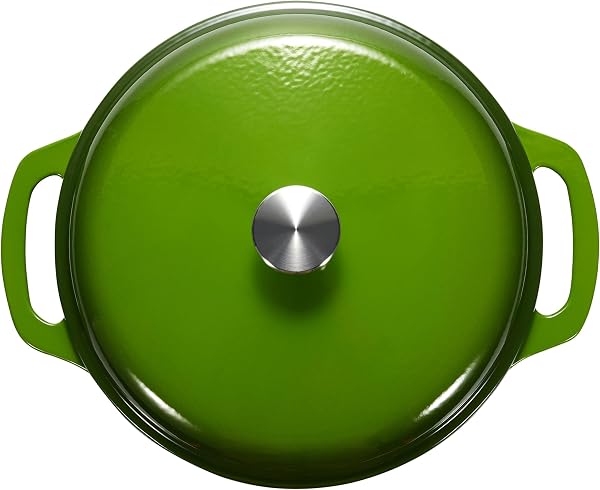 Amazon Basics Ronde Enameled Cast Iron Dutch Oven with Lid 6.9 L, Green - 3