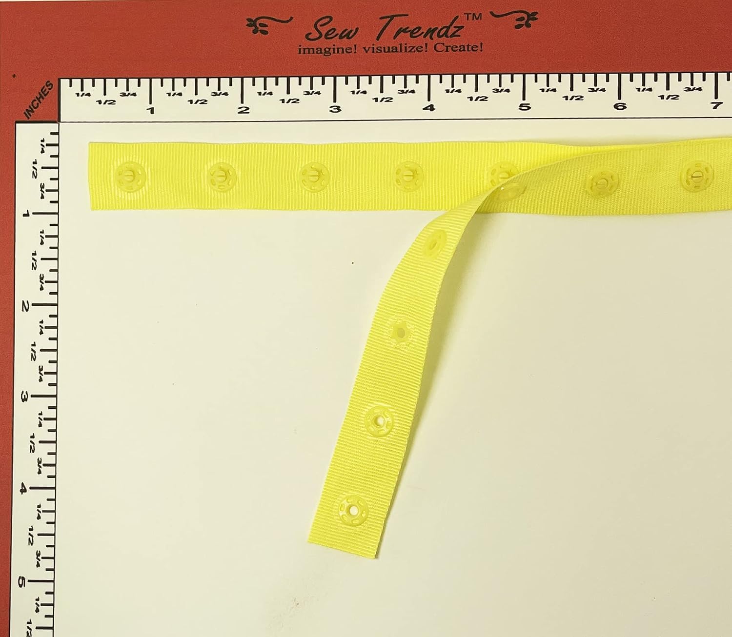 2 Yards Plastic Snap Button Polyester Tape Ribbon Hook & Eye Zipper Popper Press Stud Fastener Baby Crotch Fastening Duvet Sewing Renaissance Dance Costume Drapery Lingerie-Lemon Yellow- SP23-2