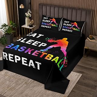 Basketball Player Kids Bedspread Queen Size,Ball Sports Games Competition Fashion Coverlet Set,Boys Girls Adults Room Decor,Rainbow Graffiti Quilted Coverlet,Colorful Bedding Quilt,2 Pillowcases