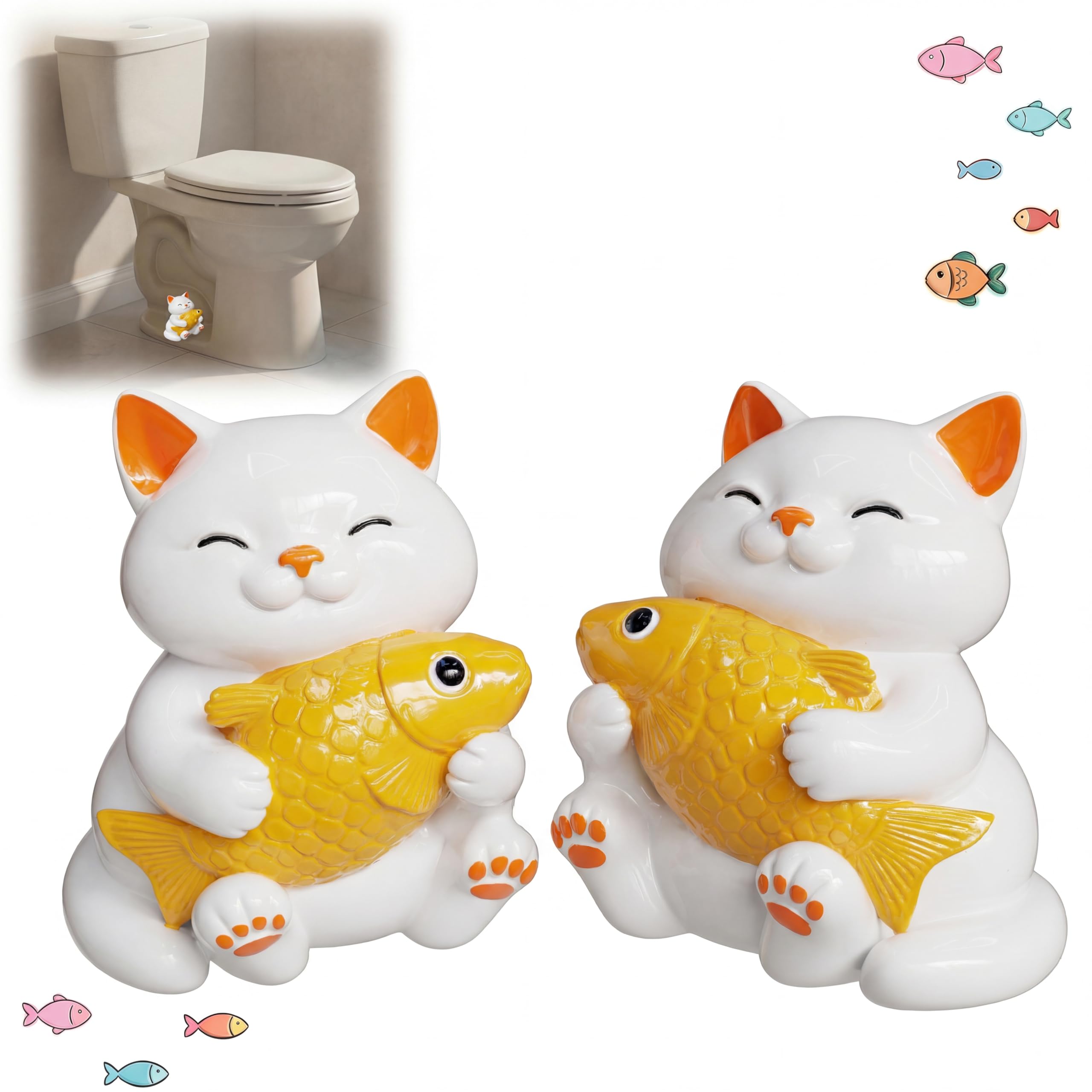 Decoración de baño de gato con cubiertas de porcelana para pernos