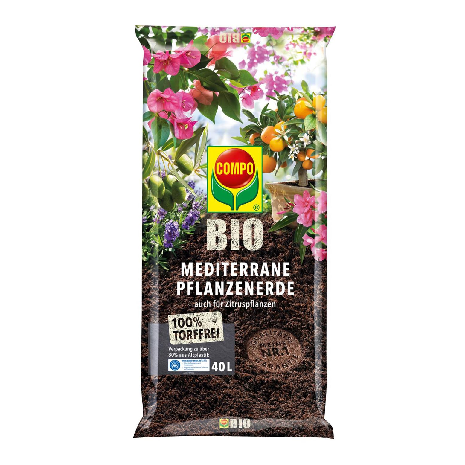 COMPO BIO Mediterrane Pflanzenerde torffrei, 40 L