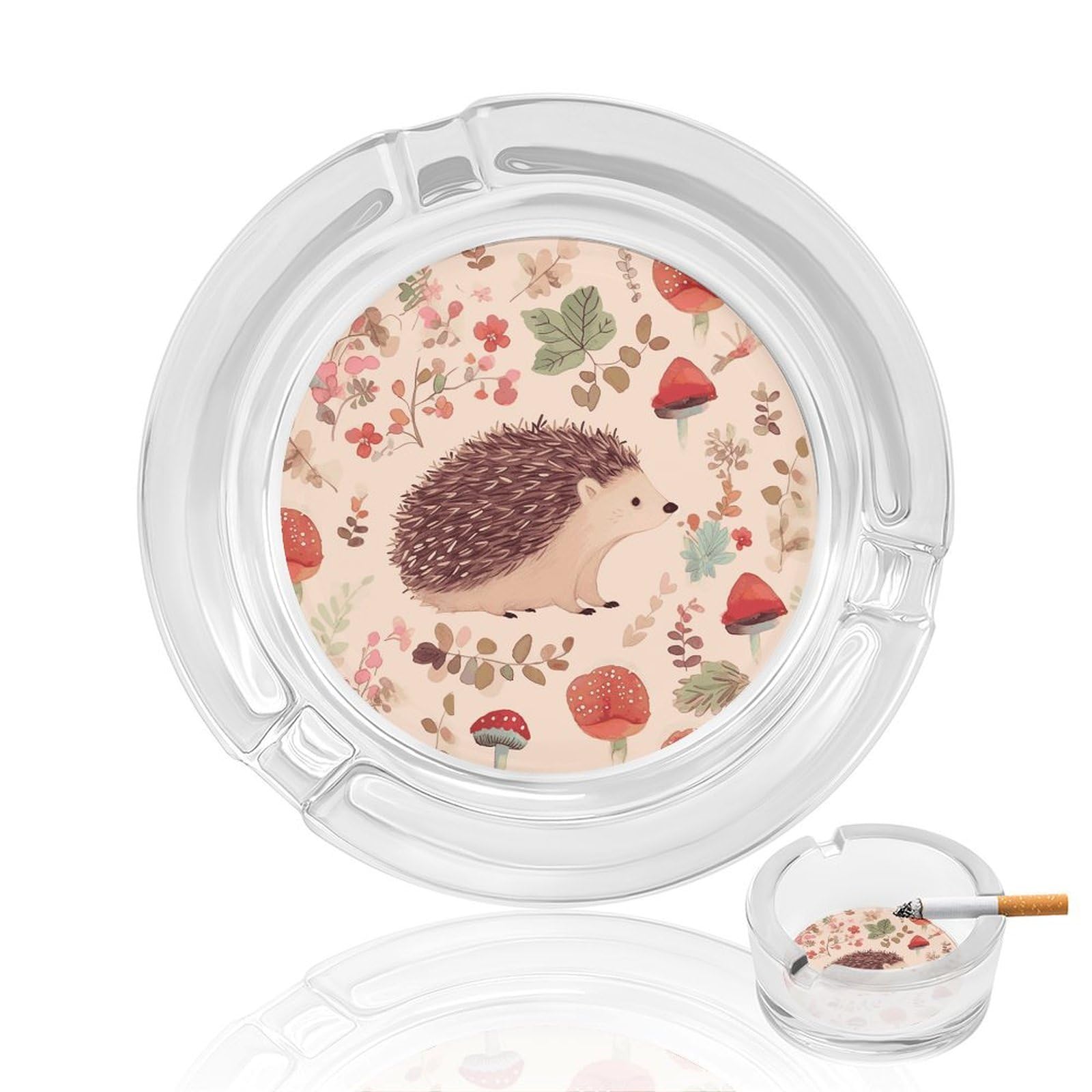 Lovely Hedgehog Ashtray Cigar Cigarette Rest Glass Outdoor Cigar Ashtrays with 3 Grooves Travel Cigar Ashtrays Fancy Cute Cool Ash Tray for Smokers Tabletop