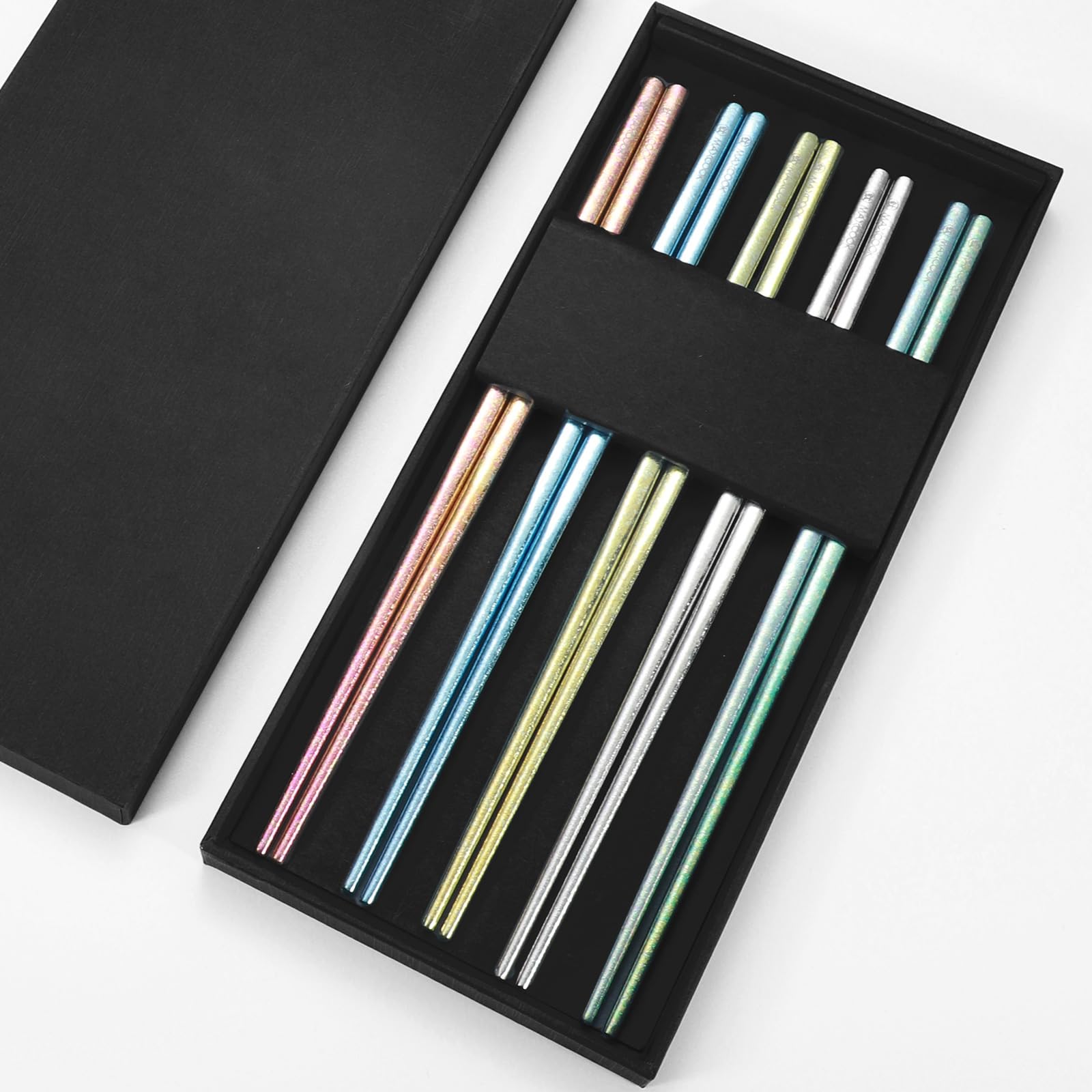 MAXCOOK5 Pairs Titanium Chopsticks Set multi color
