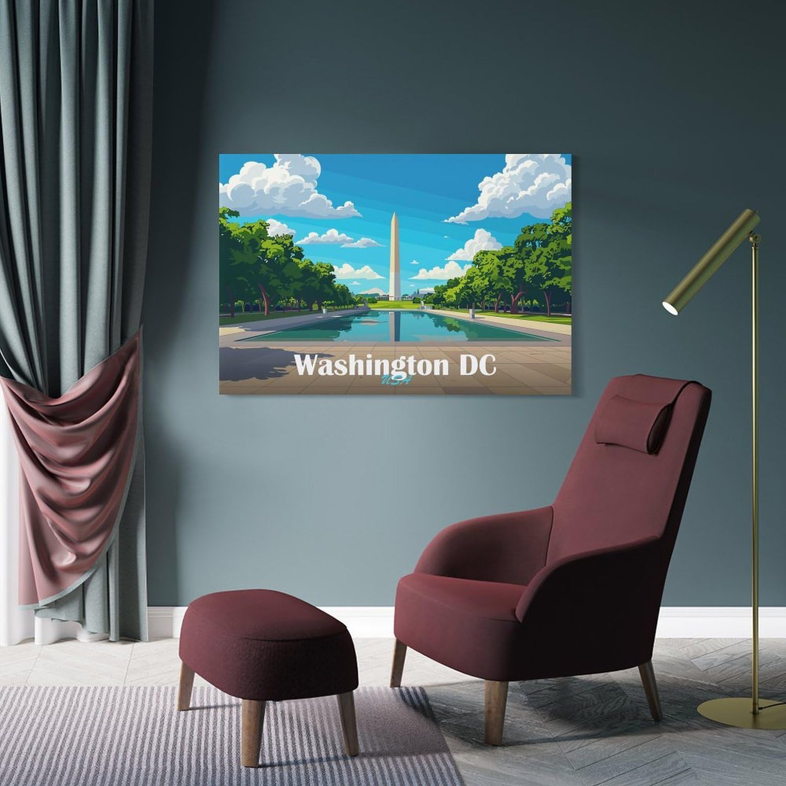 Junmoney Decorative Wall Artwork Washington DC Monument, 16x24inch(40x60cm), for Corridors, Hallways Or Apartment Entries, Wall Decor to Refresh Empty Corners