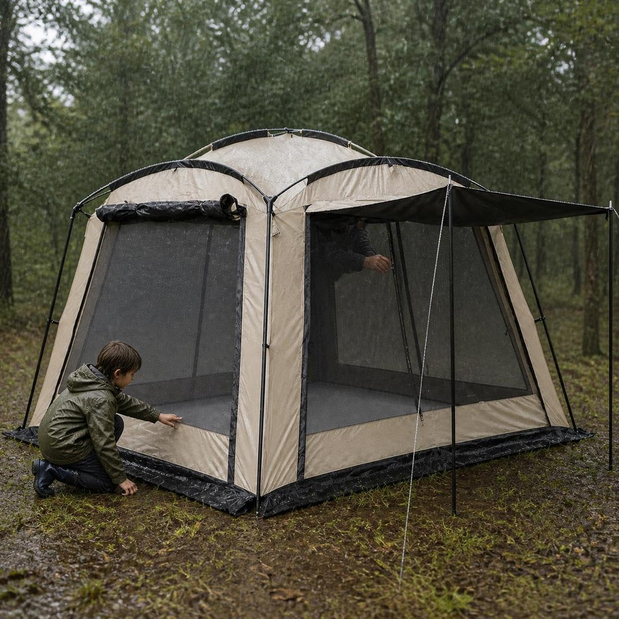 Riparo Campeggio Oxford | Tessuto Oxford, ventilazione 4 lati, monoparete, impermeabile 2000-3000mm, protezione , per outdoor, per famiglie