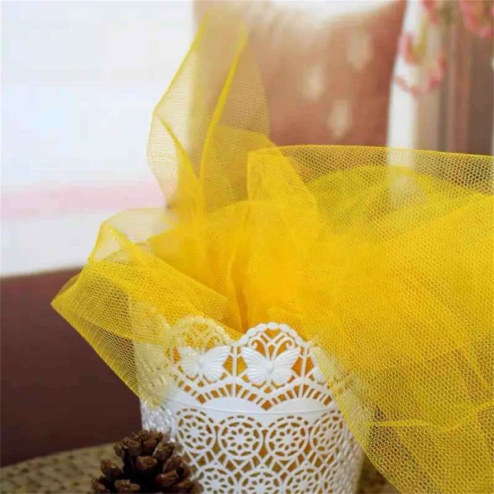 Tessuto a Rete Rigida da 170 cm con Classica Rete a Nido d'Ape for la Realizzazione di Abiti da Sposa e Tessuto for Fodera di Abbigliamento in Maglia(Golden)