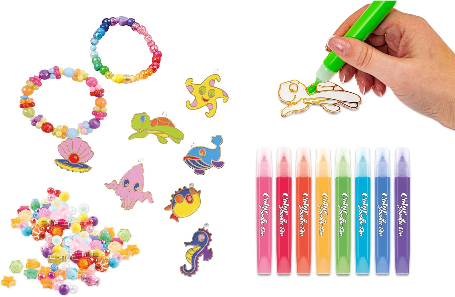 Teorema Beads Set with Charms to Color, Create and Personalize Your Own Bracelets, DIY