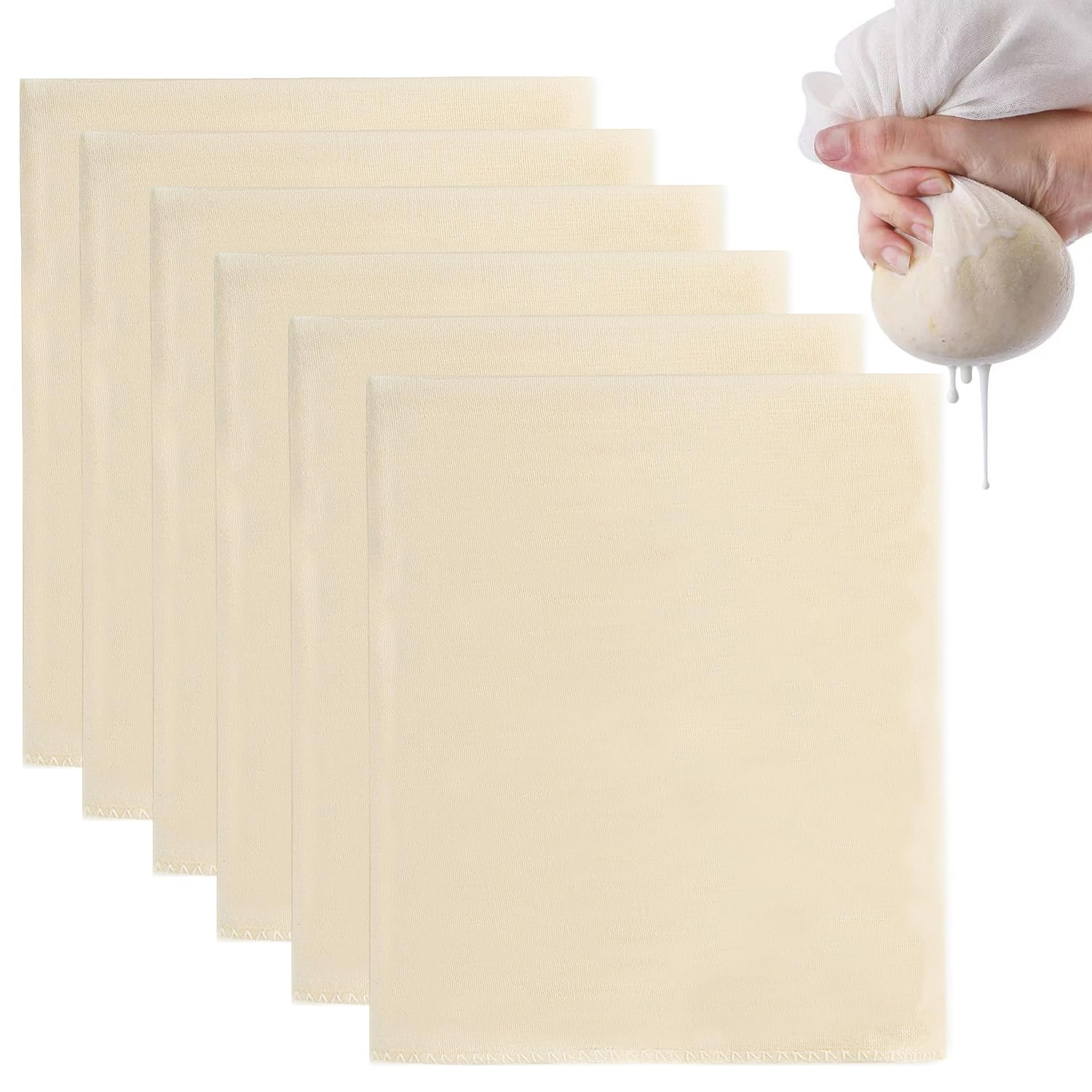 Étamine Alimentaire AiQInu 50x50cm - Coton Non Blanchi, Réutilisable - Pour Fromage, Jus, Thé