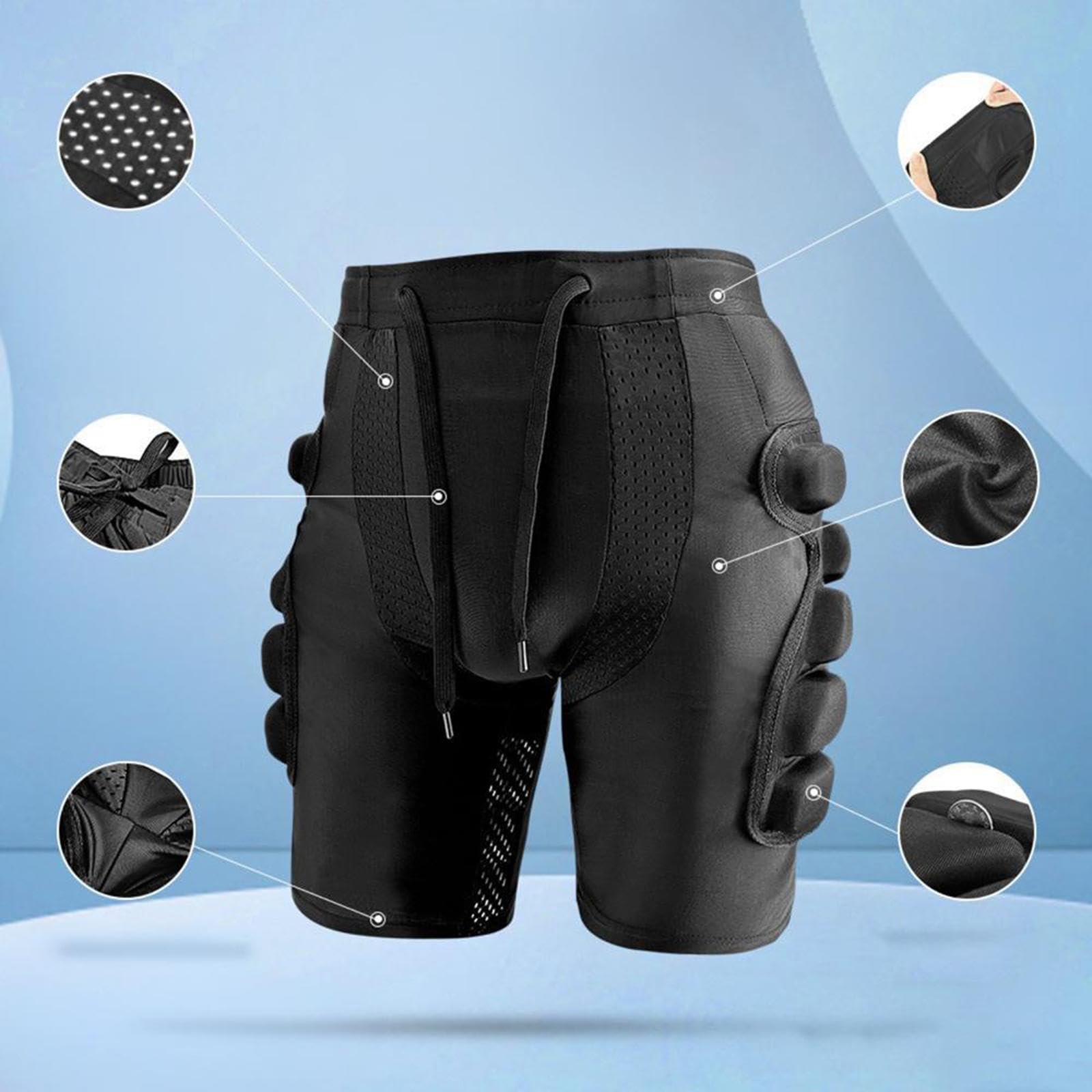 Générique Padded Shorts de Protection pour Homme avec Coussinets EVA Absorbant Les Chocs Taille Ajustable Matériau Respirant Adaptés à La Pratique du Vélo du SK, M