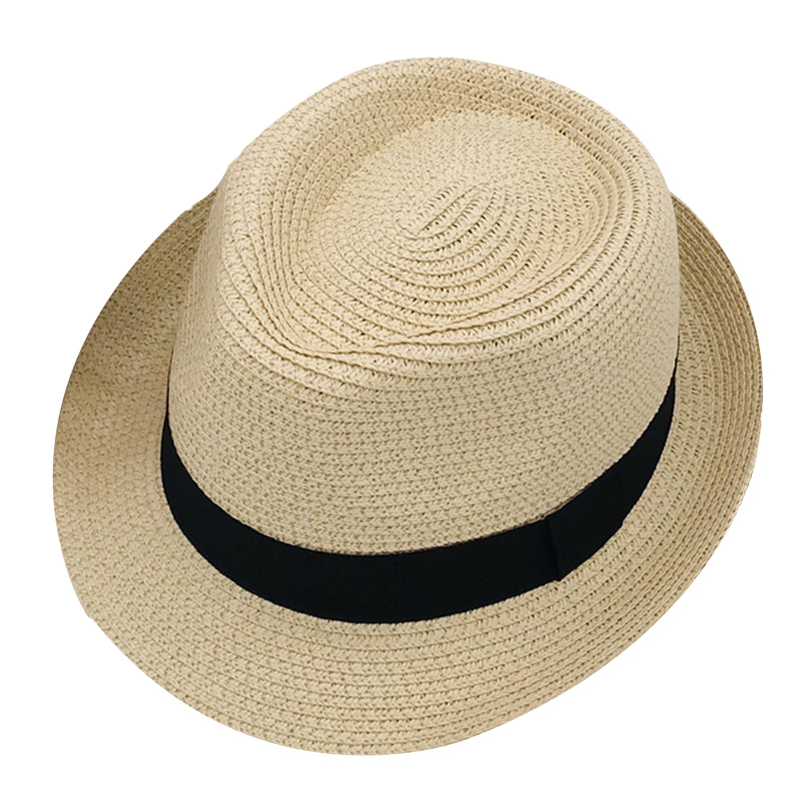YJZQ Cappello di paglia, stile Panama, per bambini, estivo, cappellino pieghevole, cappello da sole, per spiaggia, cappello tradizionale panama, per il tempo libero per la testa, 52-53 cm