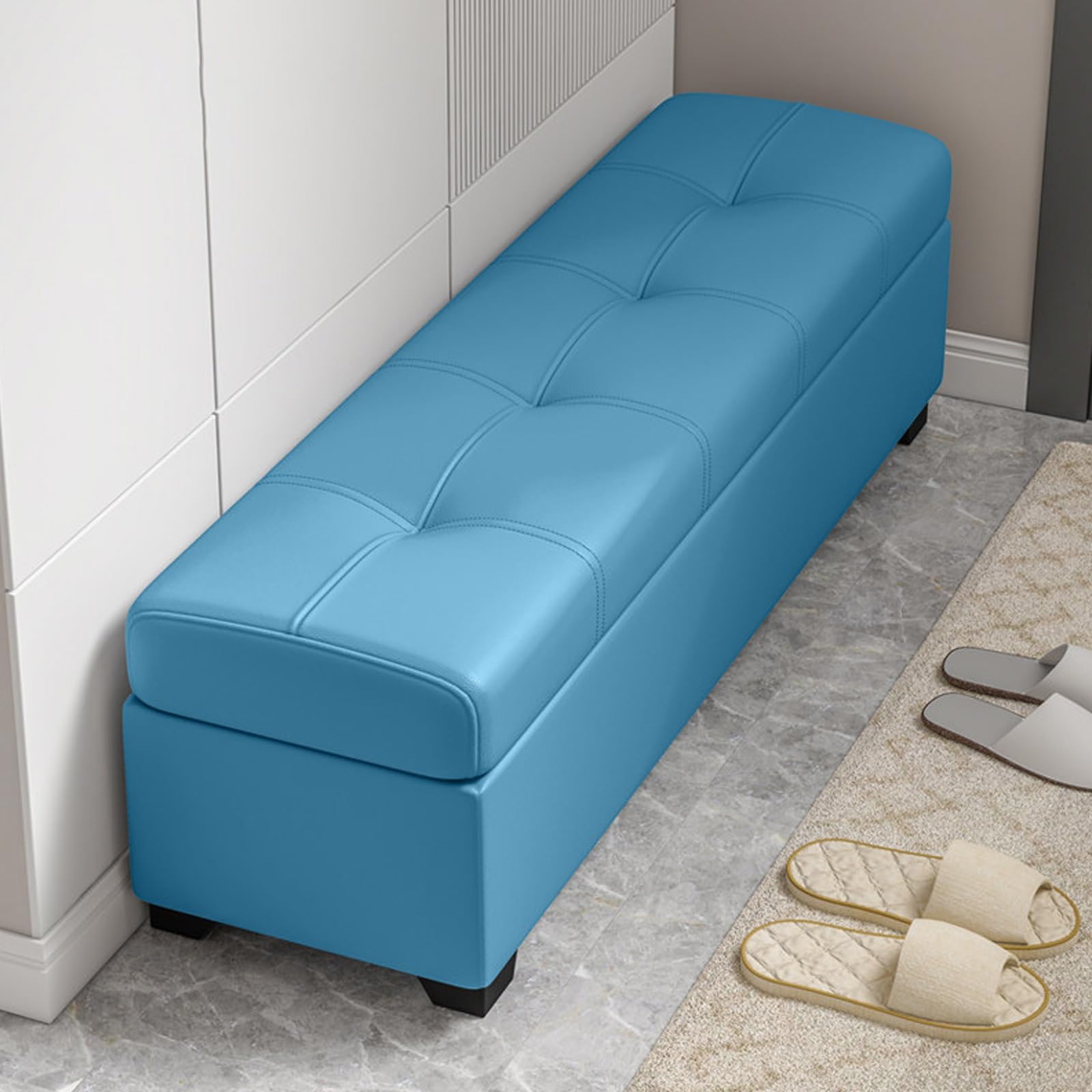 Banc de rangement pour couloir avec étagère à chaussures ultra-fin