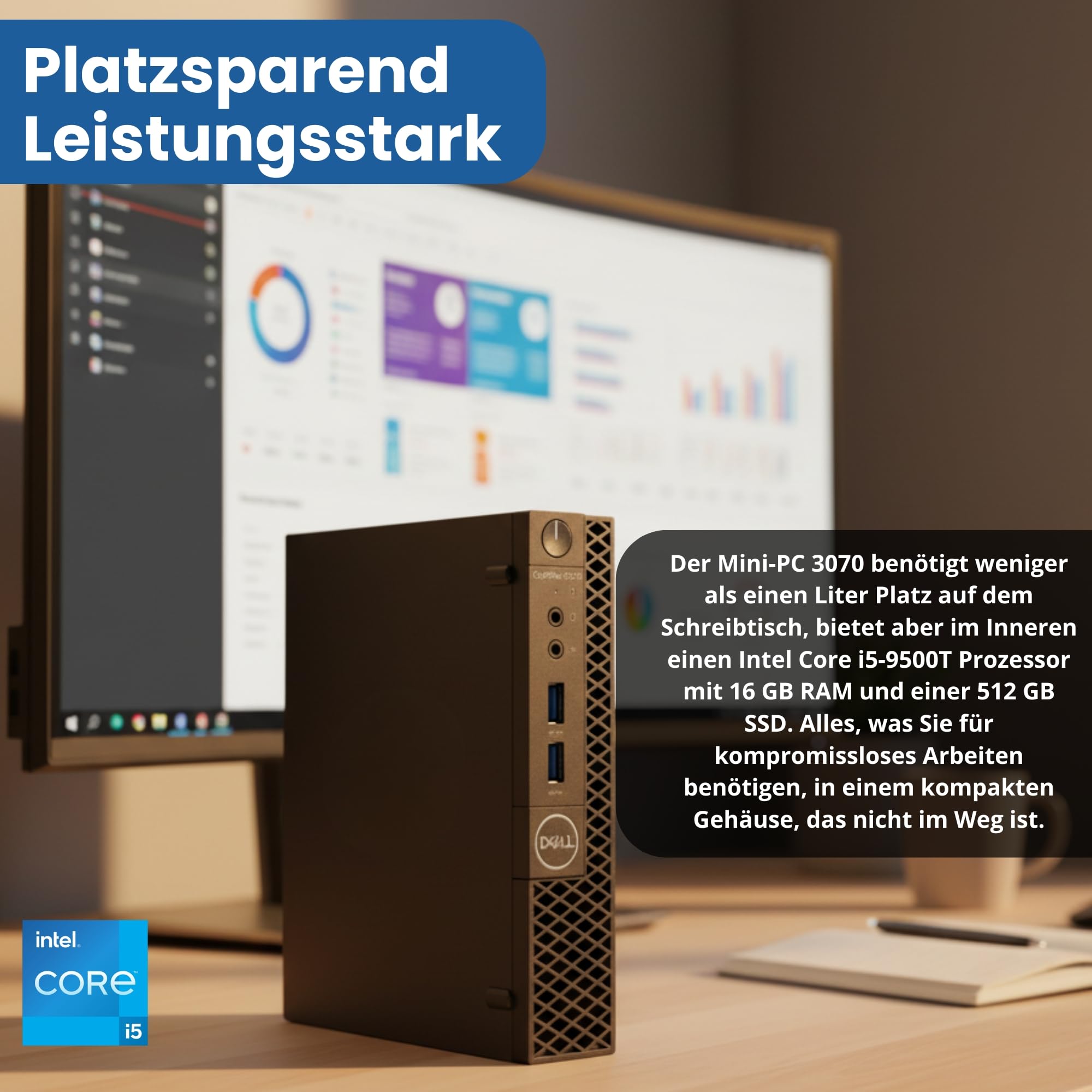 Generalüberholtes Business-PC-Bundle: Komplette Workstation (Mini-PC) + 34" UltraWide Curved Monitor WQHD 3440×1440 IPS | 16 GB RAM | 512 GB NVMe SSD | Windows 11 Pro | 36 Monate Garantie