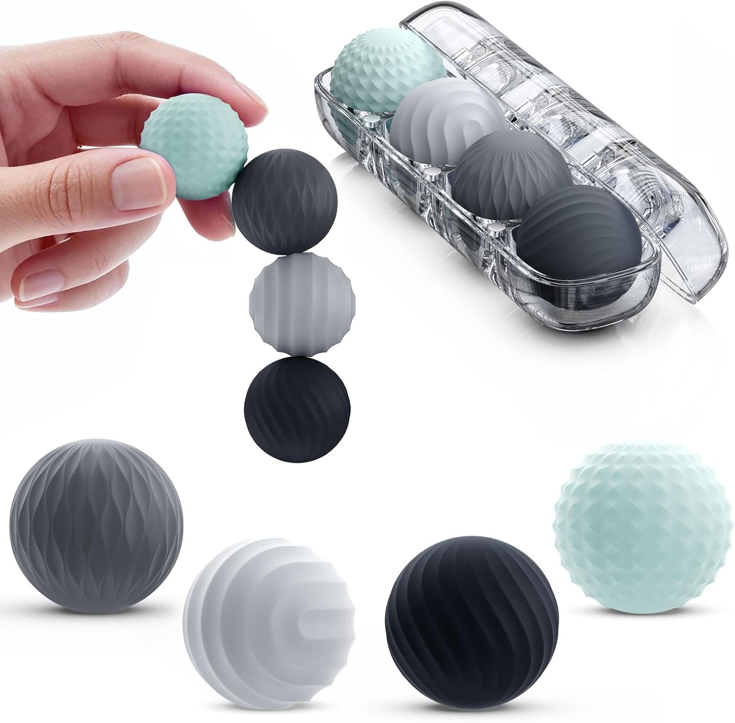 Silicone Magnetic Balls Fidget Toys for Adults & Teens, Stress Relief Sensory Toys for Help Relieve Stress, Anxiety, Tension, Fingertip Touch Training, Concentration Improvement (Set of 4)