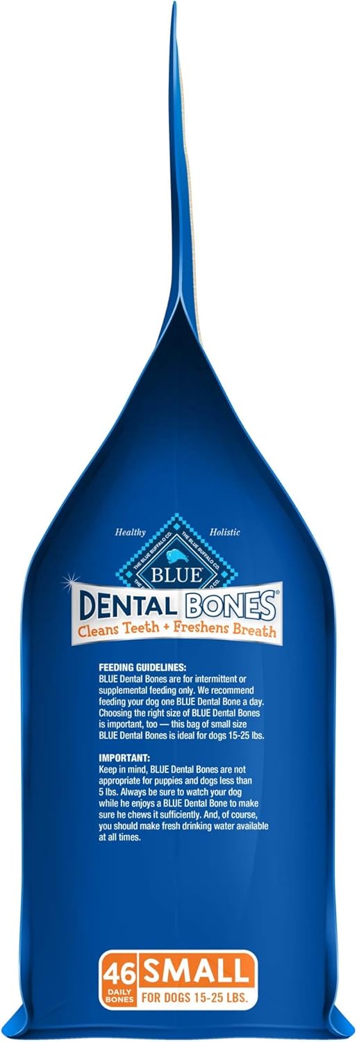 Blue Buffalo Dental Bones Small Natural Dental Chew Dog Treats Bag Value Pack