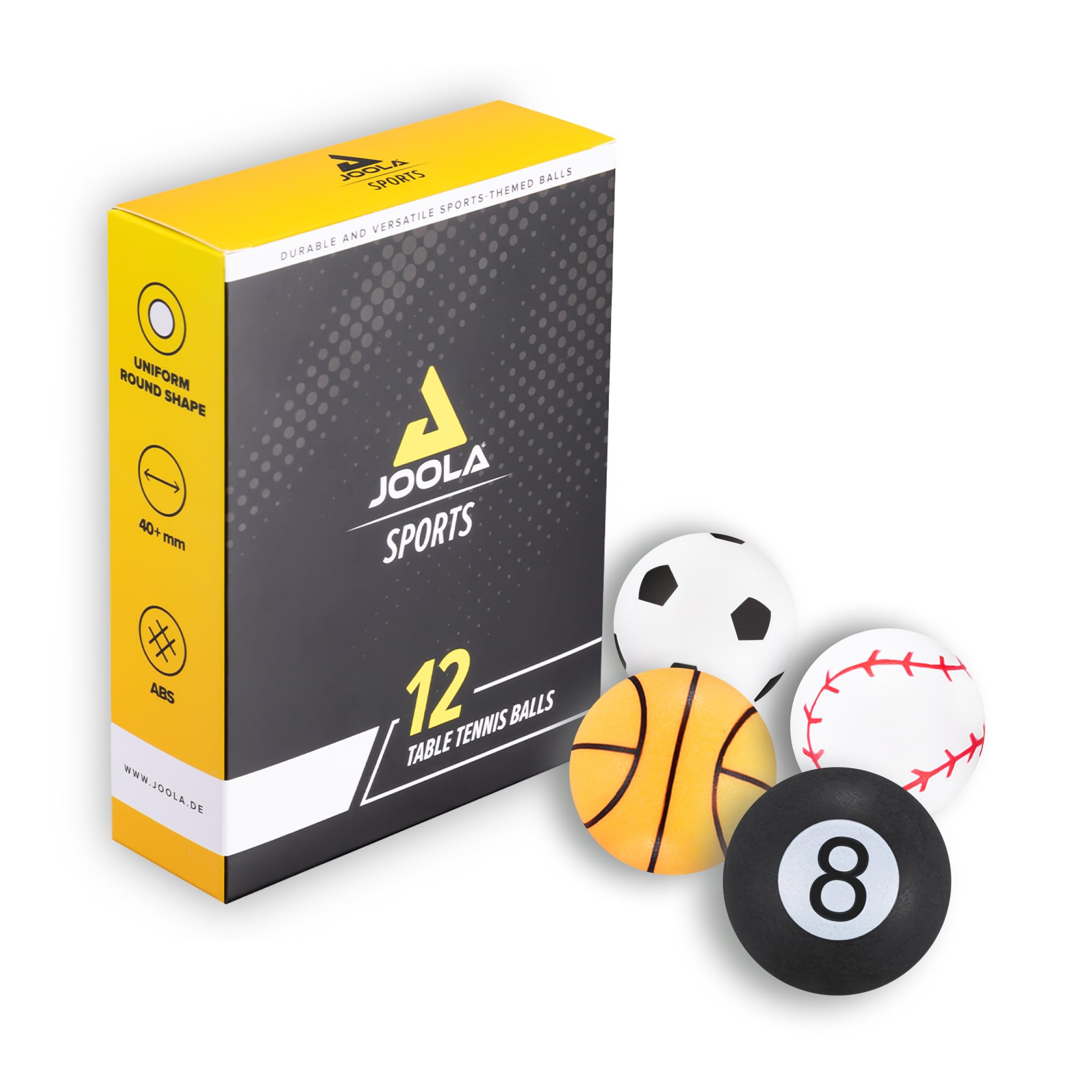 JOOLA 42177 - Juego de Pelotas de Tenis de Mesa (40 mm, 3 Estrellas, Rebote Uniforme, Colorido)