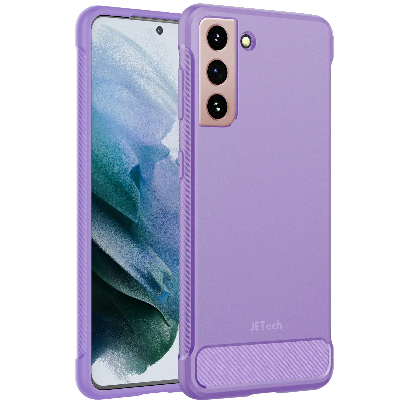 JETech Slim Fit Case Compatible with Samsung Galaxy S21 6.2-Inch, Thin Phone Cover with Shock-Absorption and Carbon Fiber Design (Light Purple)