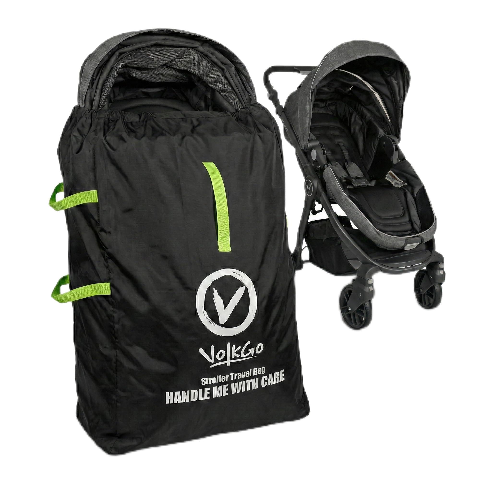 V VOLKGO Stroller Bag for Airplane Travel - Fits Most Sizes, Durable Black Single Stroller Cover